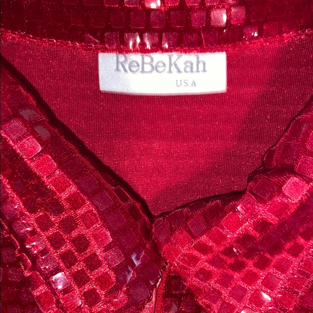 Women's Red Sequin Collared Jacket - Picture 2 of 4